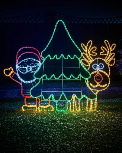 Santa And Reindeer Rope Light Silhouette, 1.2 M