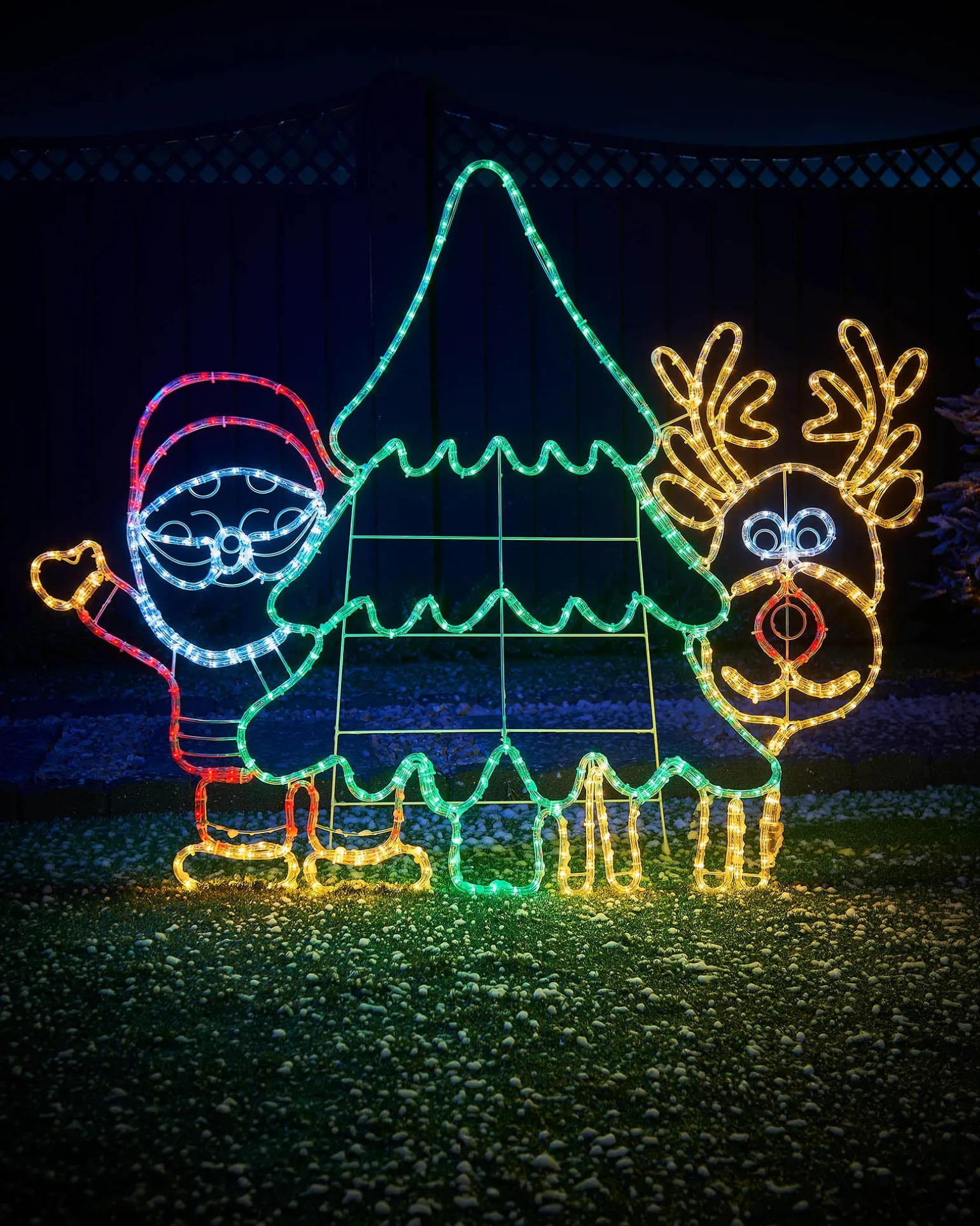 Santa And Reindeer Rope Light Silhouette, 1.2 M