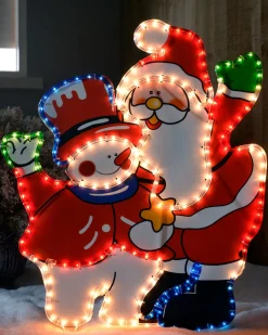 Santa And Snowman Rope Light Silhouette, 71 Cm