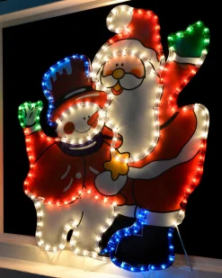 Santa And Snowman Rope Light Silhouette, 71 Cm