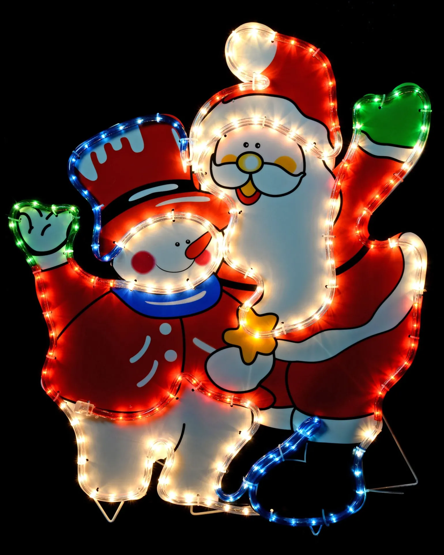 Santa And Snowman Rope Light Silhouette, 71 Cm
