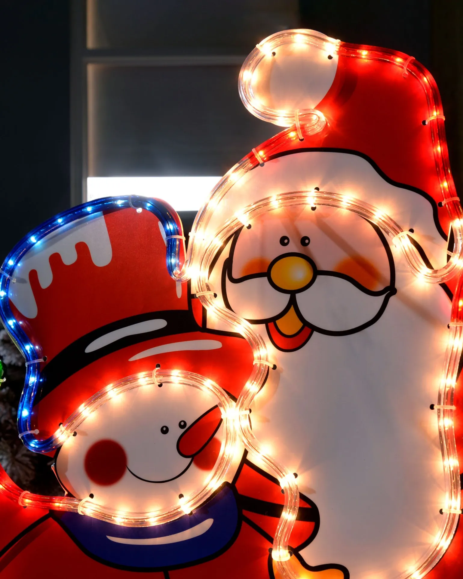 Santa And Snowman Rope Light Silhouette, 71 Cm