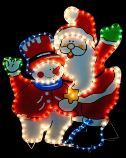 Santa And Snowman Rope Light Silhouette, 71 Cm