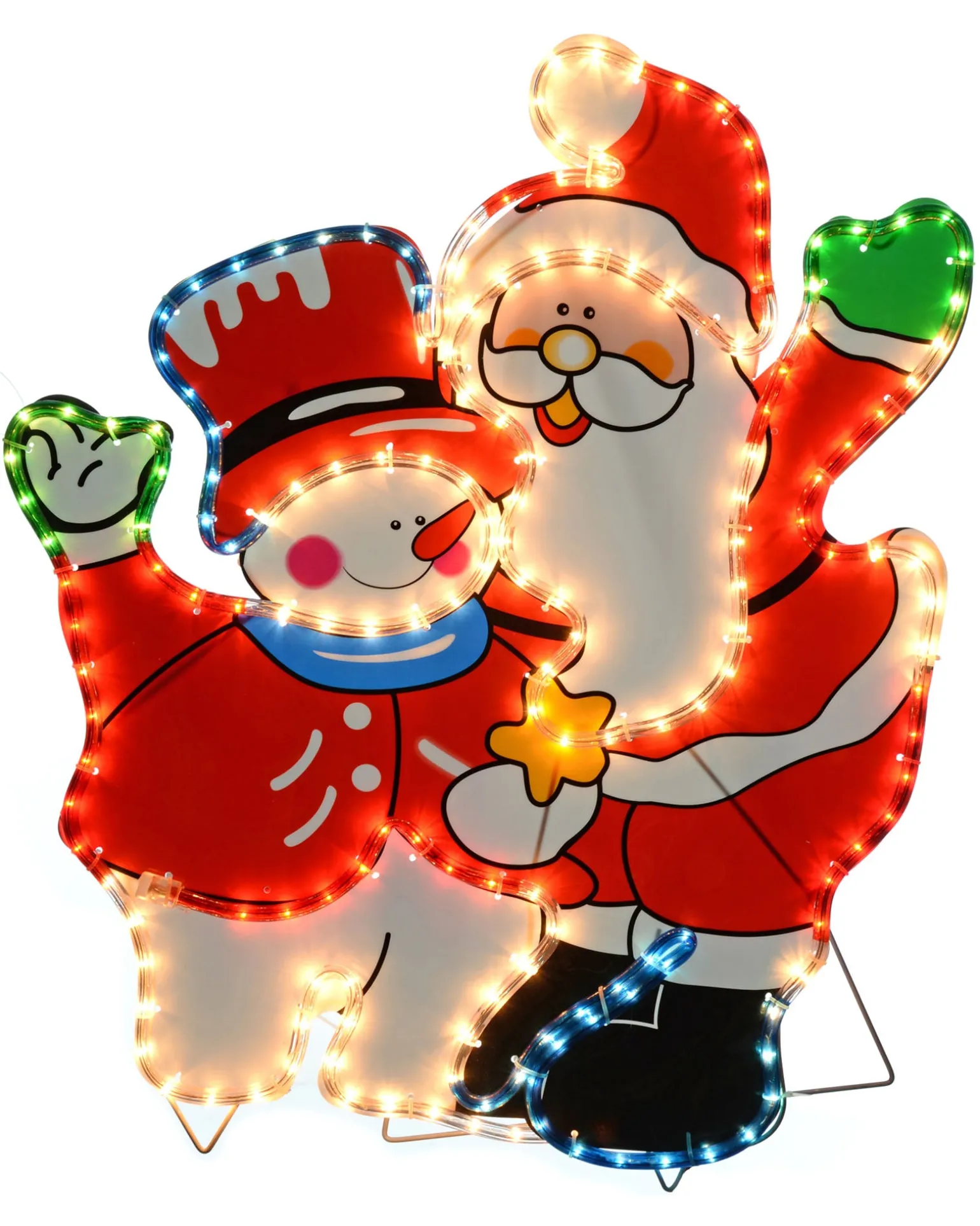 Santa And Snowman Rope Light Silhouette, 71 Cm