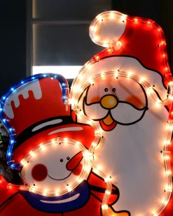 Santa And Snowman Rope Light Silhouette, 71 Cm