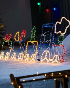 Santa And Train Rope Light Silhouette, 200 Cm