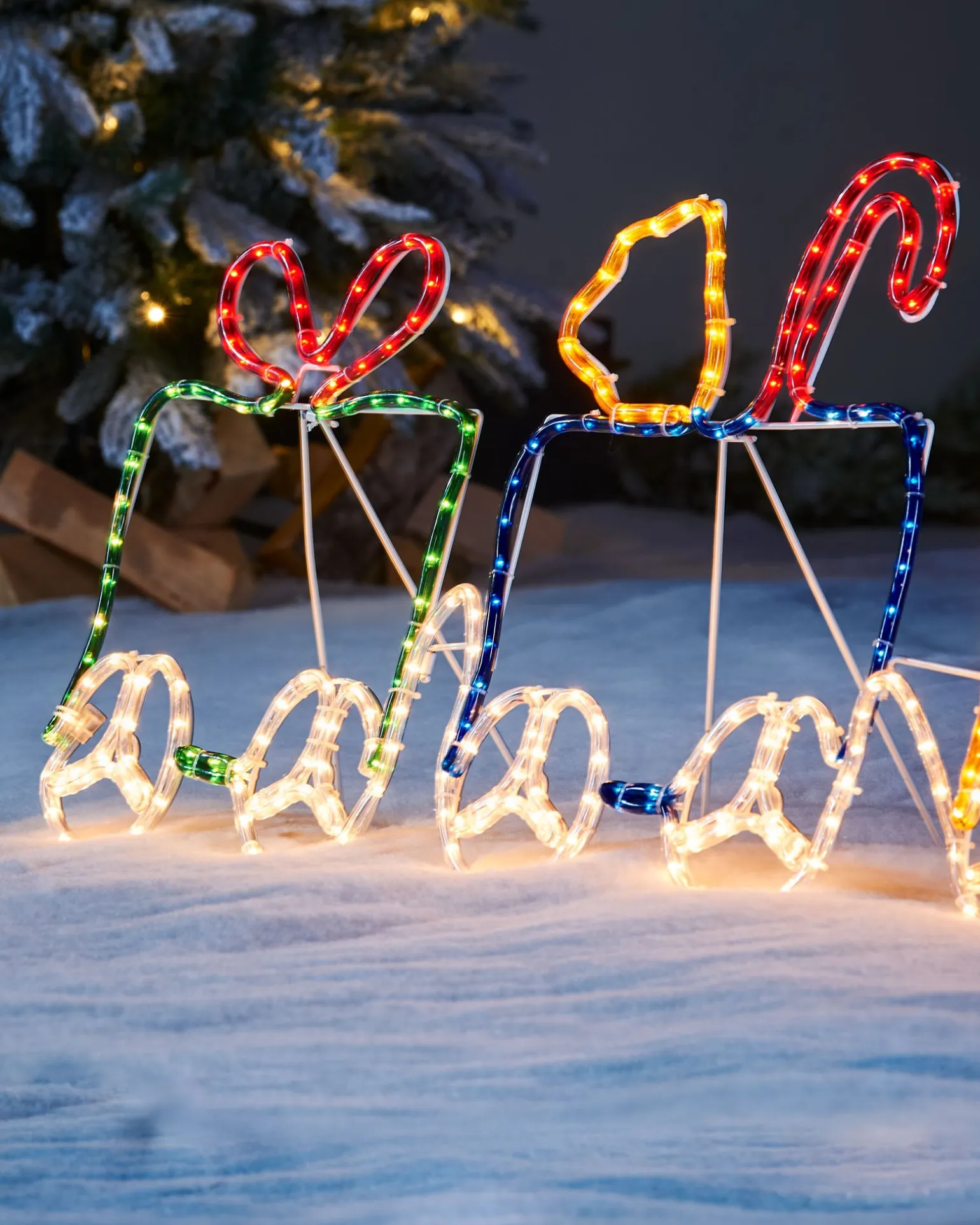 Santa And Train Rope Light Silhouette, 200 Cm