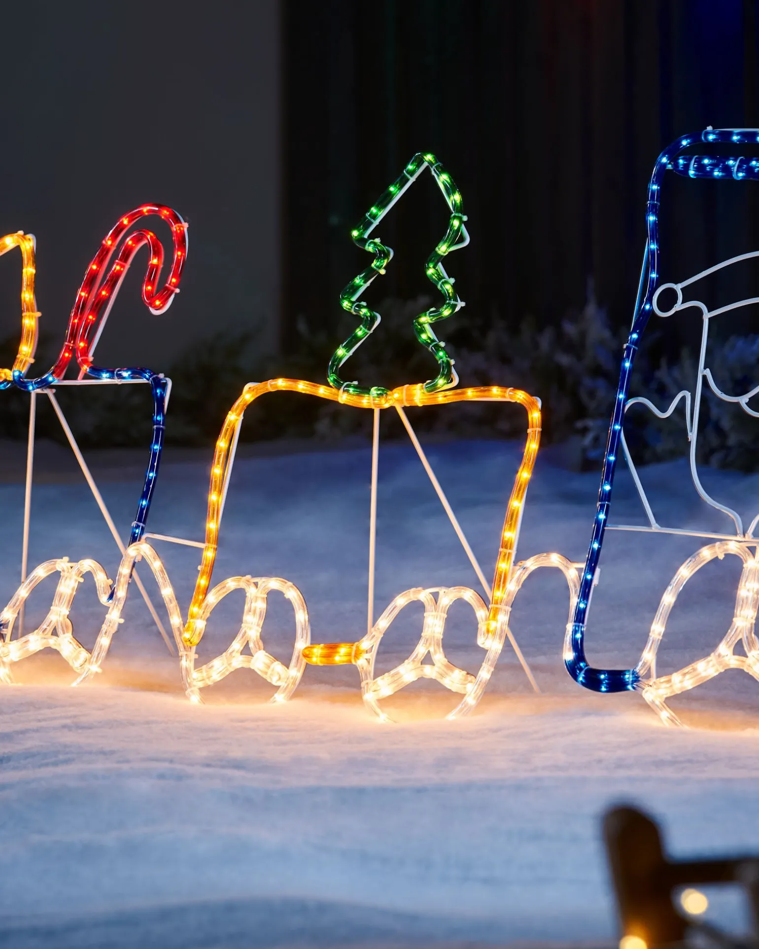 Santa And Train Rope Light Silhouette, 200 Cm