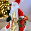 Santa Christmas Tree Topper, Red/Gold, 40 Cm