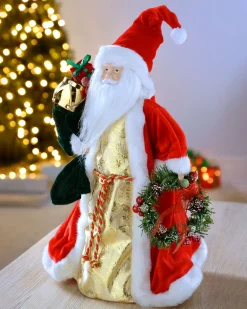 Santa Christmas Tree Topper, Red/Gold, 40 Cm