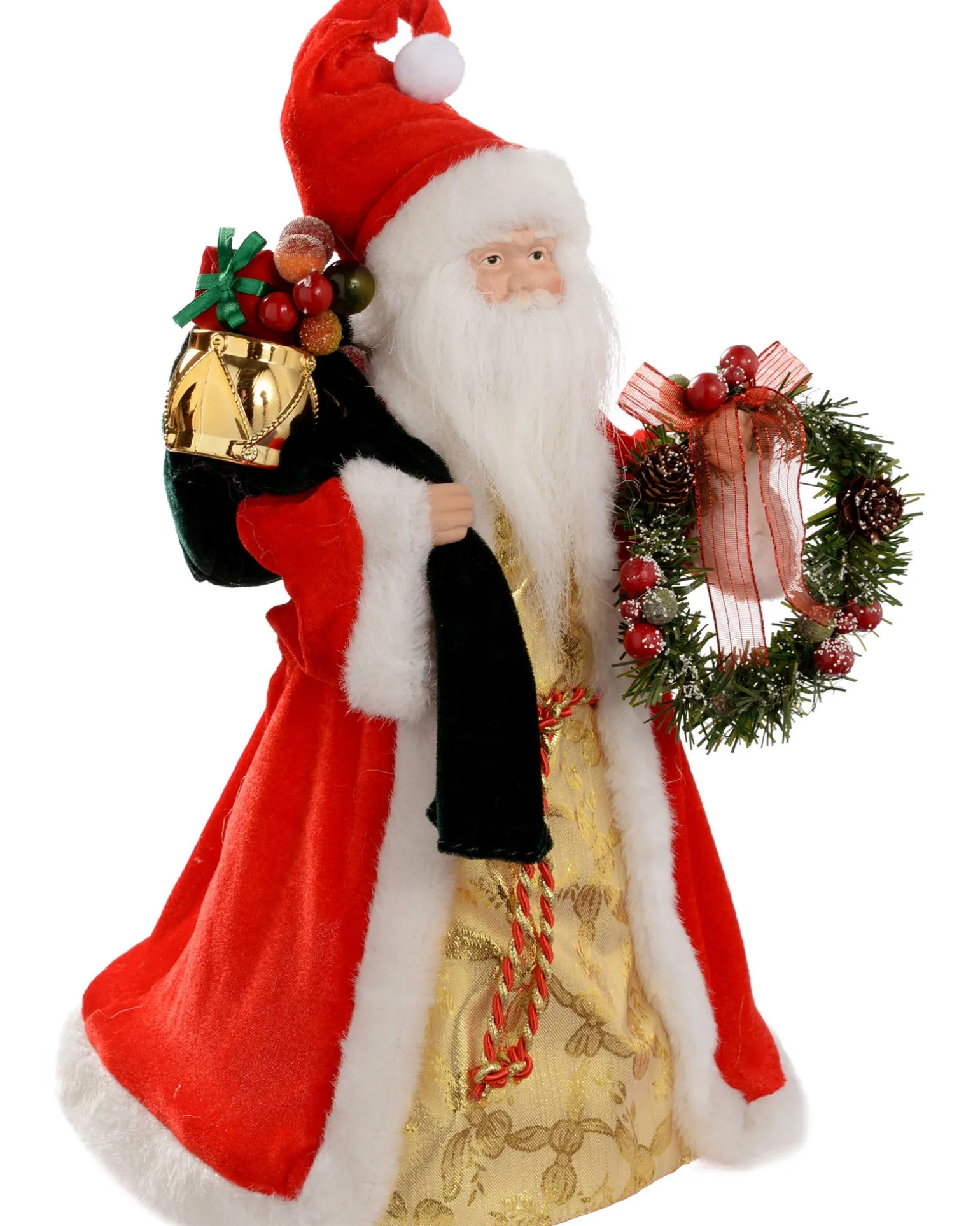 Santa Christmas Tree Topper, Red/Gold, 40 Cm