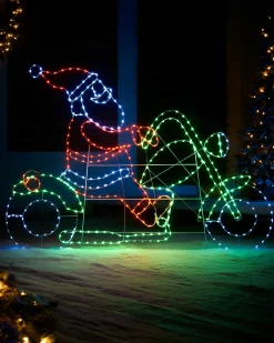 Santa On A Motorbike Rope Light Silhouette, 1.6 M