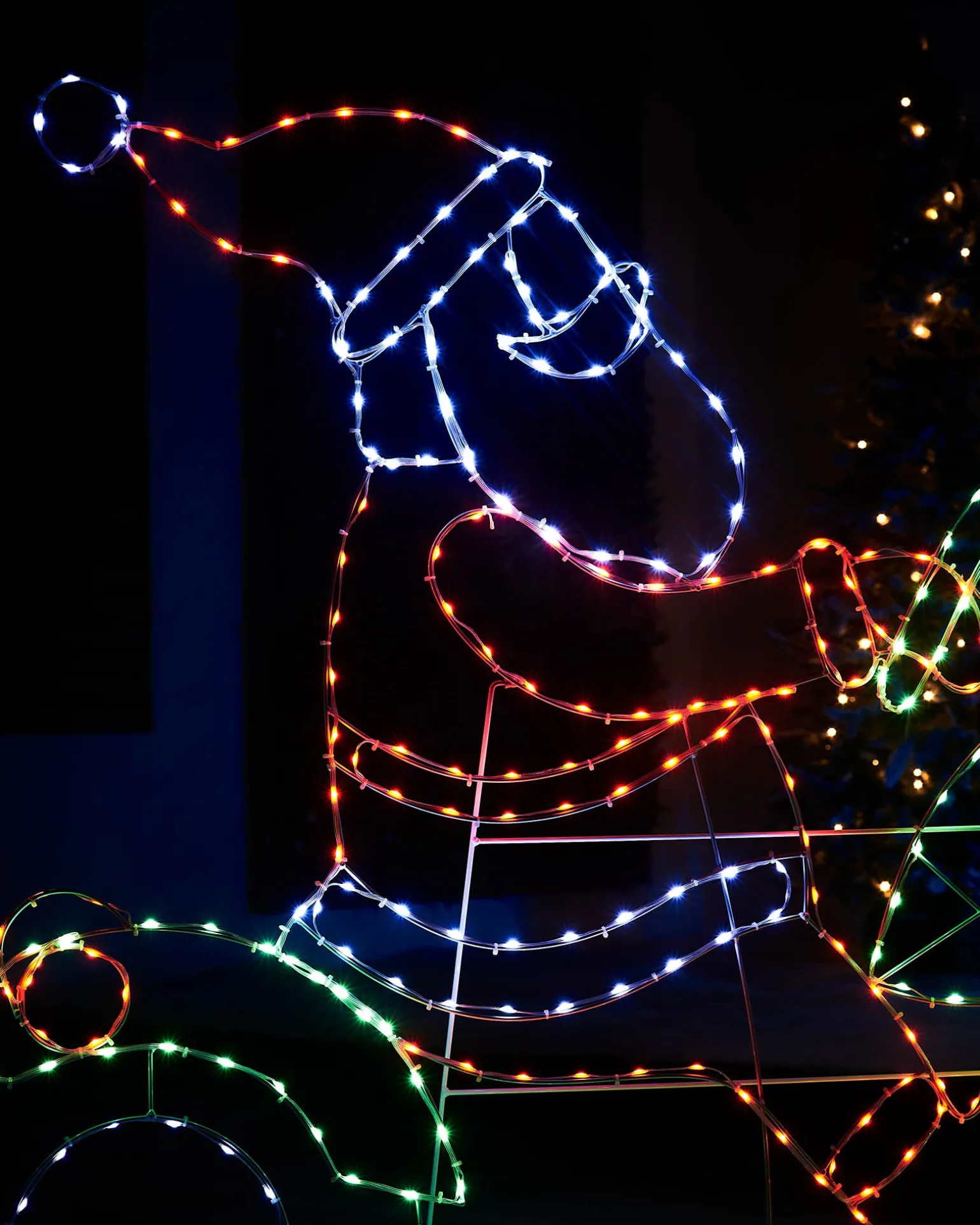 Santa On A Motorbike Rope Light Silhouette, 1.6 M