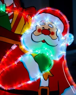Santa On Chimney Rope Light Silhouette, 95 Cm