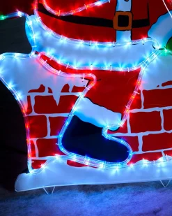 Santa On Chimney Rope Light Silhouette, 95 Cm