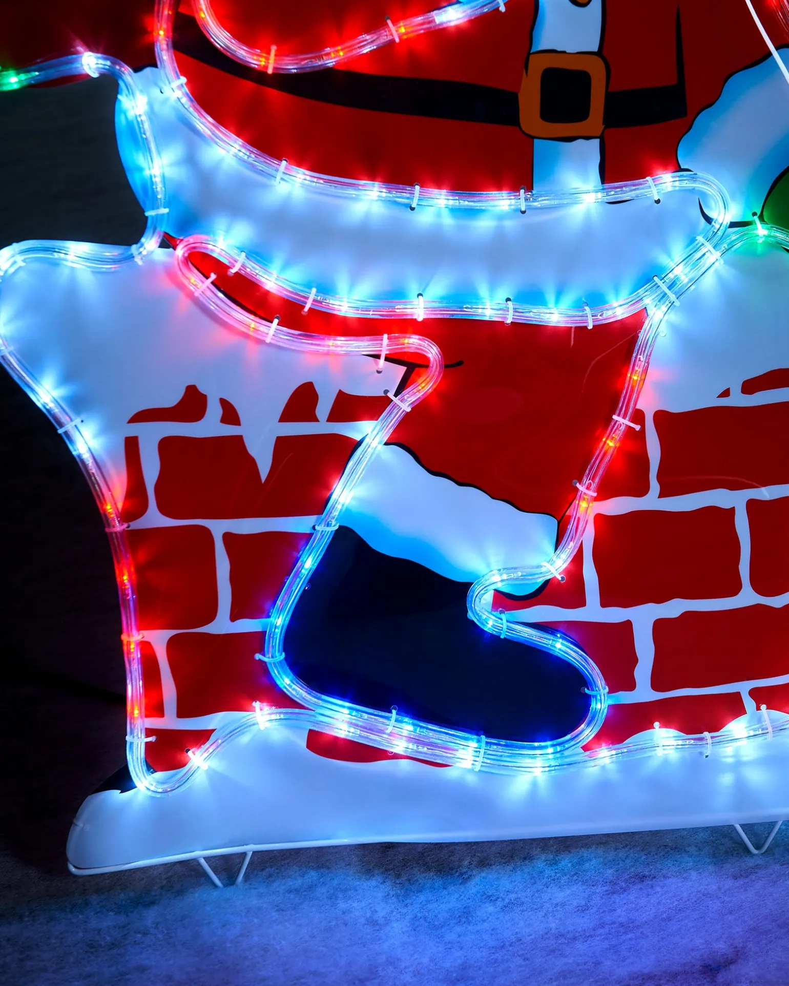 Santa On Chimney Rope Light Silhouette, 95 Cm