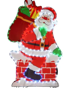 Santa On Chimney Rope Light Silhouette, 95 Cm