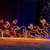 Santa Sleigh Reindeer LED Rope Light Silhouette, 156 Cm