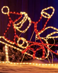 Santa Sleigh Reindeer LED Rope Light Silhouette, 156 Cm