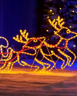 Santa Sleigh Reindeer LED Rope Light Silhouette, 156 Cm