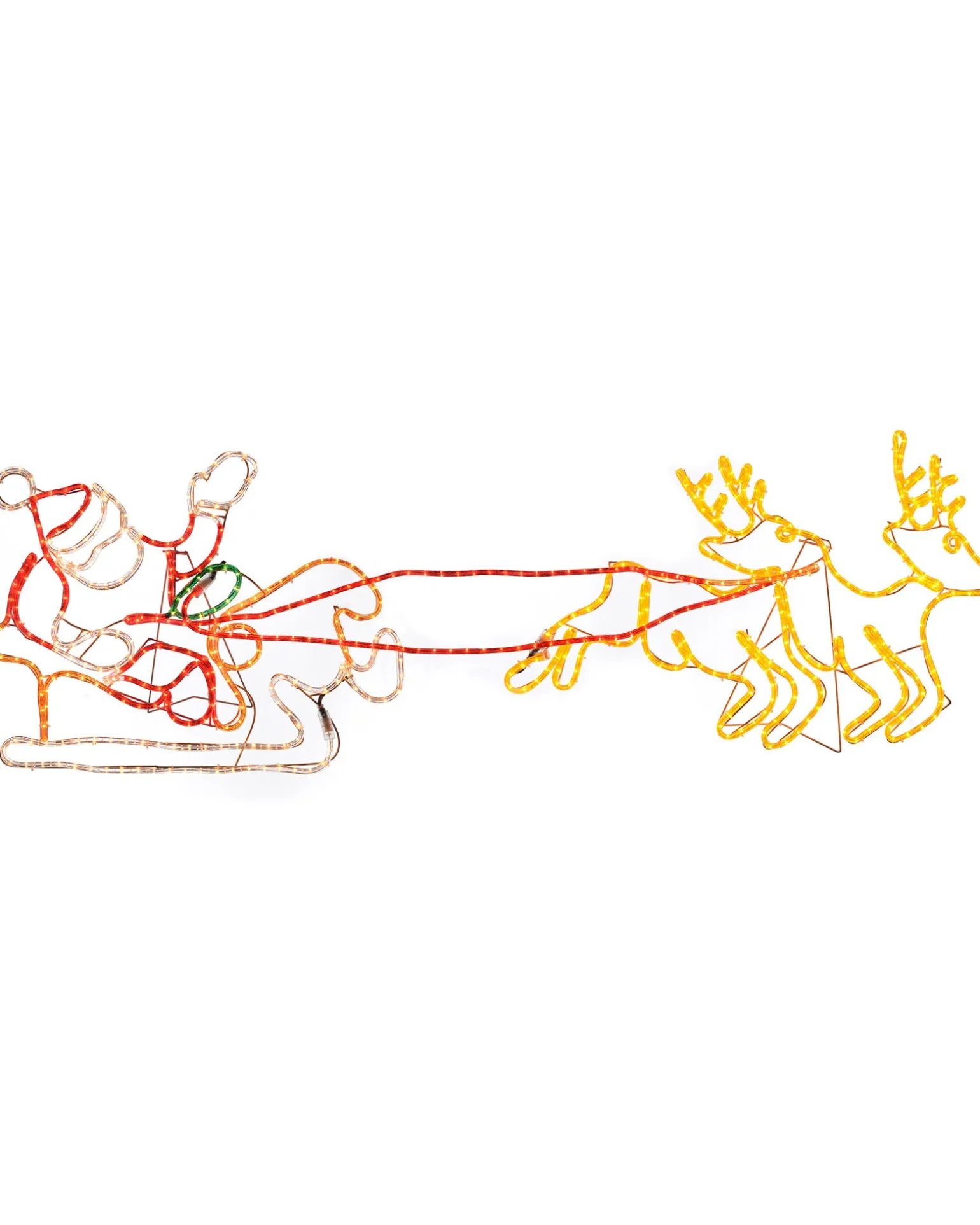 Santa Sleigh Reindeer LED Rope Light Silhouette, 156 Cm