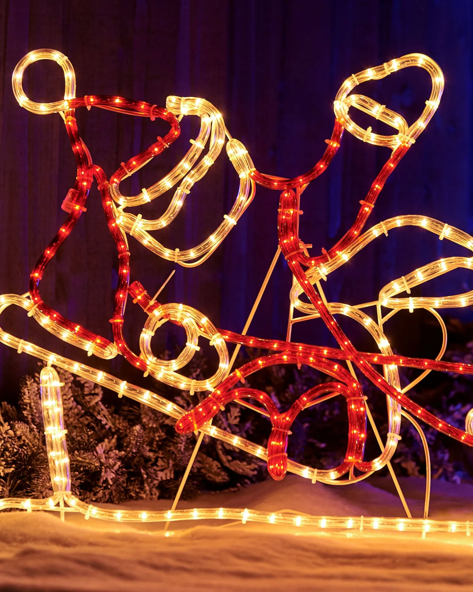 Santa Sleigh Reindeer LED Rope Light Silhouette, 156 Cm