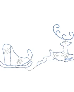 Santa Sleigh With Reindeer Rope Light Silhouette, 60 Cm