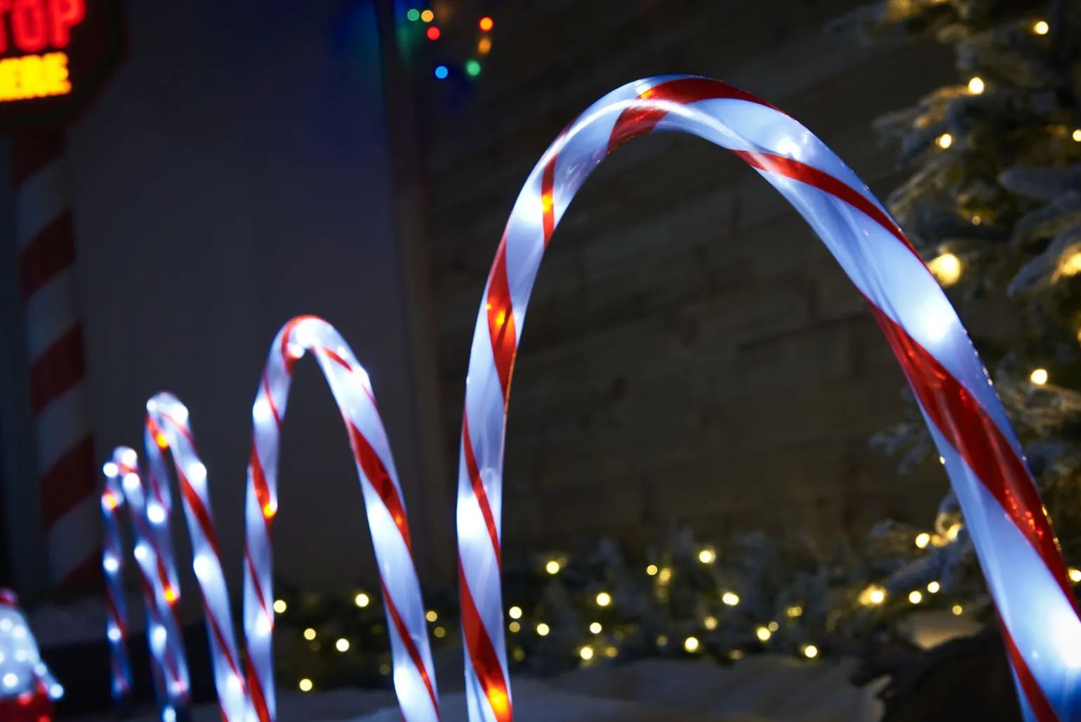 Set Of 4 Candy Cane Arch Pathway Stake Lights, 50 Cm