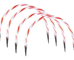 Set Of 4 Candy Cane Arch Pathway Stake Lights, 50 Cm