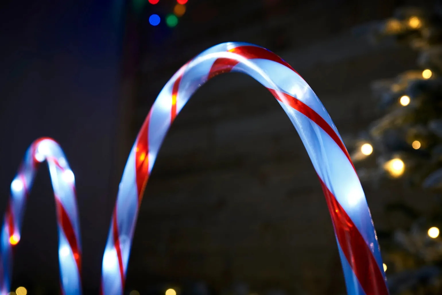 Set Of 4 Candy Cane Arch Pathway Stake Lights, 50 Cm