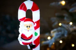 Set Of 3 Candy Cane Pathway Stake Lights, 60 Cm