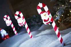 Set Of 3 Candy Cane Pathway Stake Lights, 60 Cm