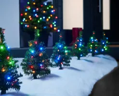 Set Of 6 Christmas Tree Pathway Stake Lights, 33 Cm