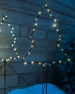 Set Of 4 Christmas Tree Pathway Stake Lights, 70 Cm