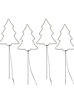 Set Of 4 Christmas Tree Pathway Stake Lights, 70 Cm