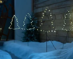 Set Of 4 Christmas Tree Pathway Stake Lights, 70 Cm