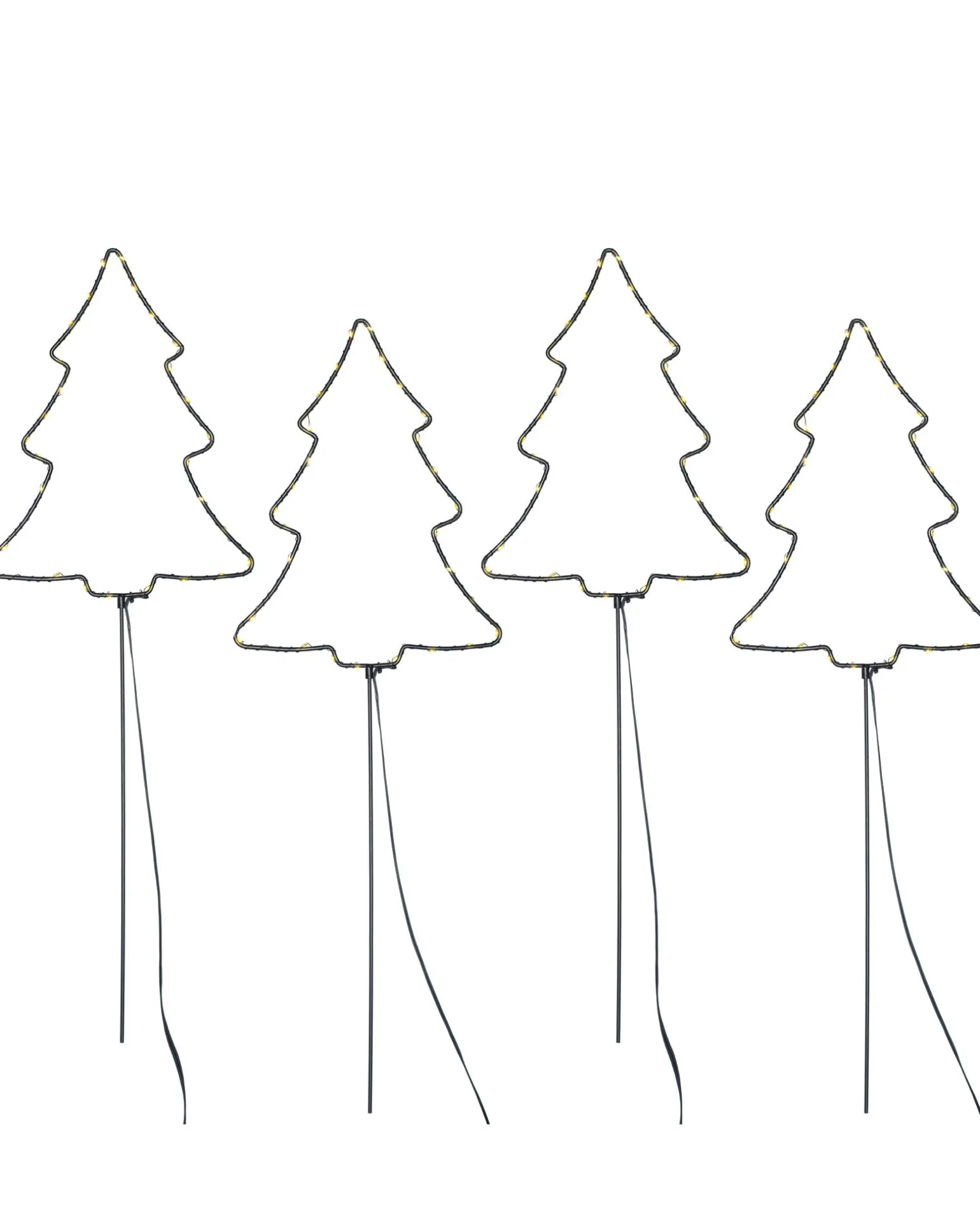 Set Of 4 Christmas Tree Pathway Stake Lights, 70 Cm