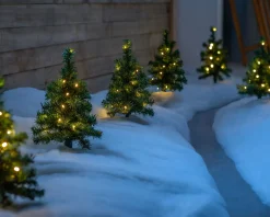 Set Of 6 Christmas Tree Pathway Stake Lights, 30 Cm