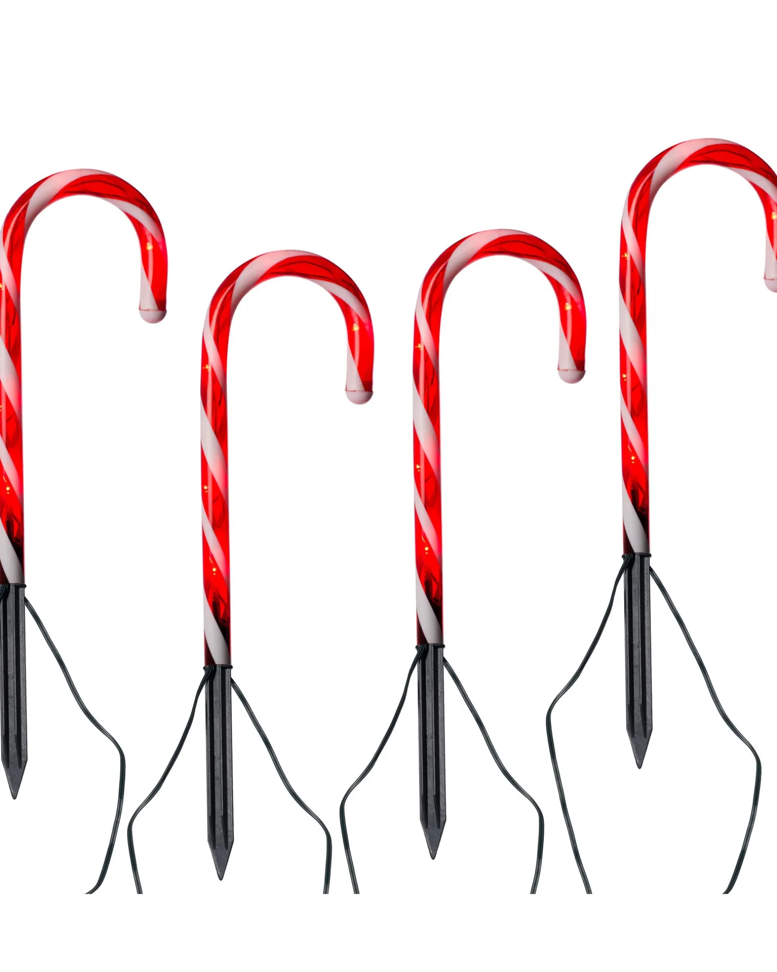 Set Of 4 Connectable Candy Cane Pathway Lights, 38 Cm