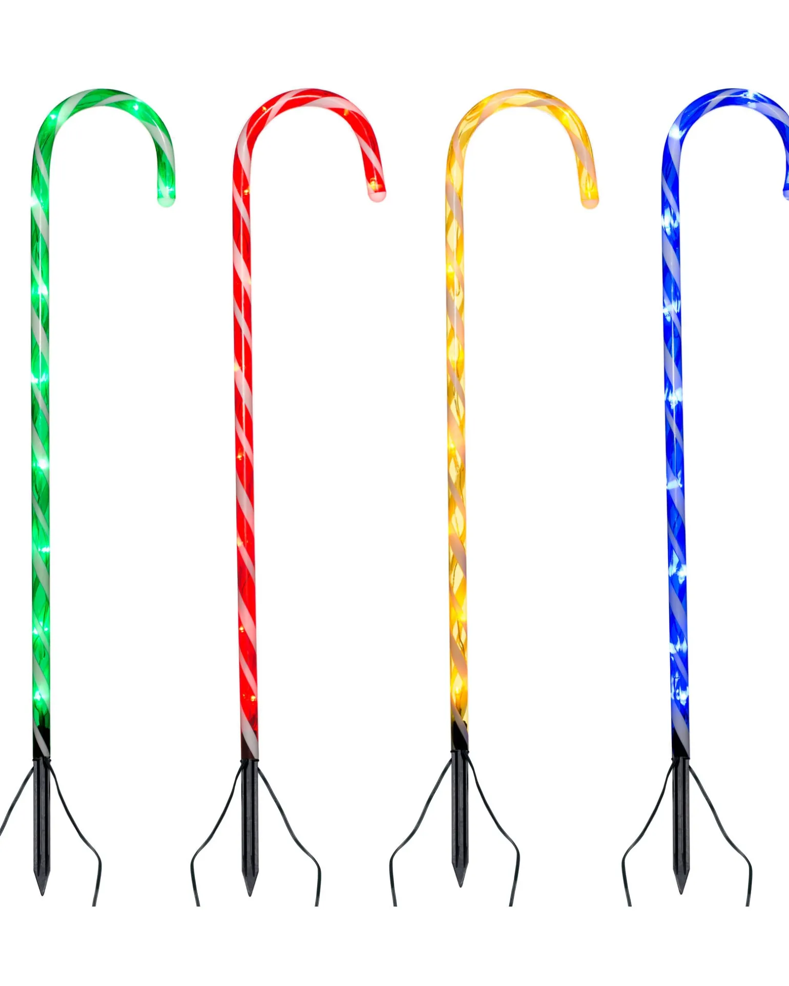 Set Of 4 Connectable Candy Cane Pathway Lights, 75 Cm