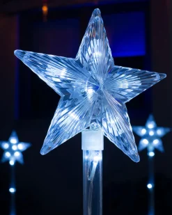 Set Of 4 Connectable Star Pathway Stake Lights, Bright White, 77 Cm