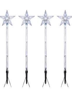 Set Of 4 Connectable Star Pathway Stake Lights, Bright White, 77 Cm
