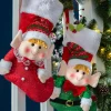 Set Of 2 Elf Stockings, Red And Green, 53 Cm