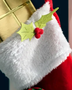 Set Of 2 Elf Stockings, Red And Green, 53 Cm