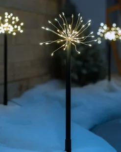 Set Of 4 Exploding Firework Pathway Stake Lights, 44 Cm