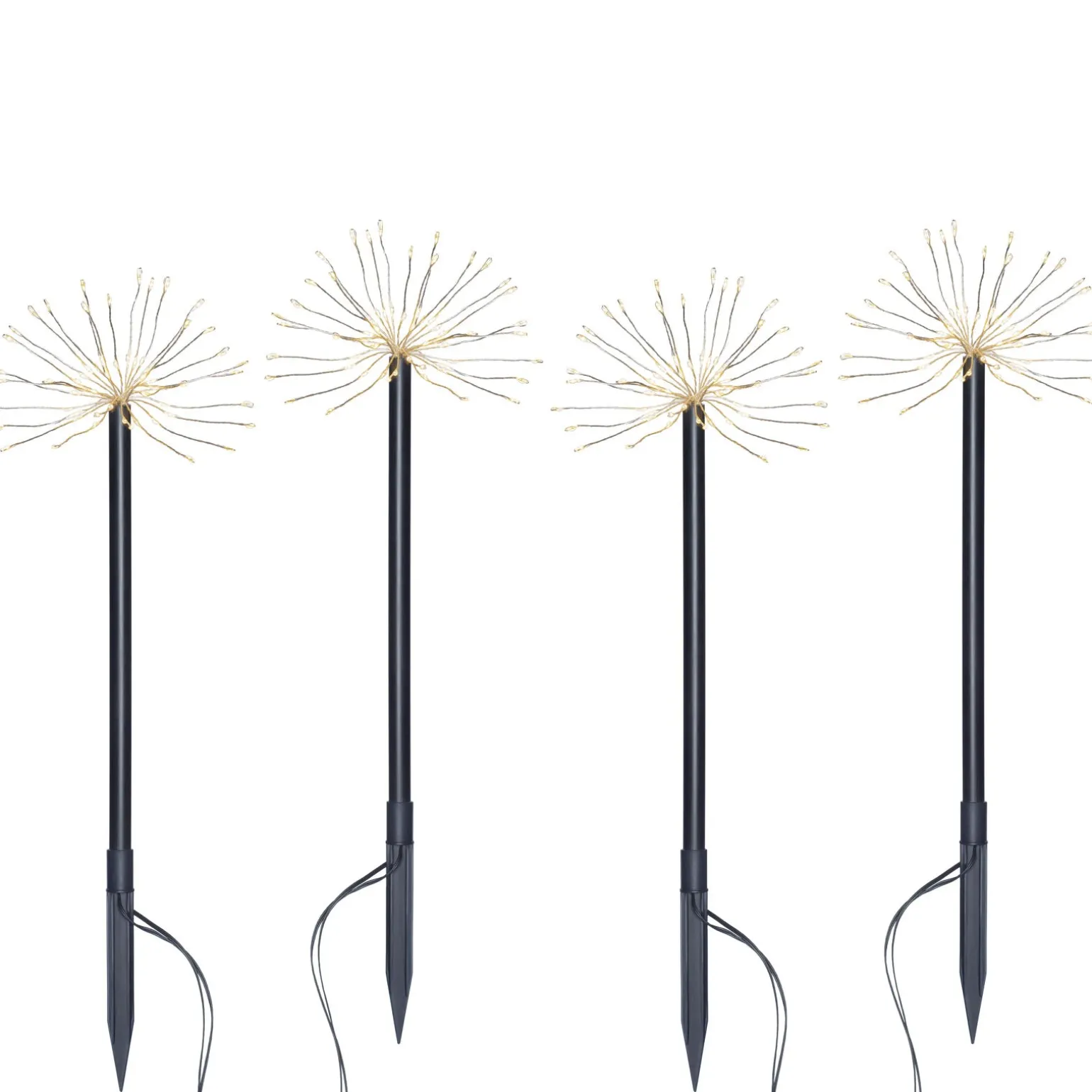 Set Of 4 Exploding Firework Pathway Stake Lights, 44 Cm