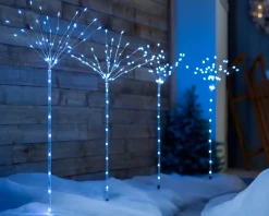 Set Of 4 Firework Pathway Stake Lights, 96 Cm