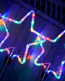 Set Of 4 Flashing Star Rope Light Silhouette, 120 Cm