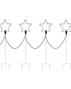 Set Of 4 Flashing Star Rope Light Silhouette, 120 Cm