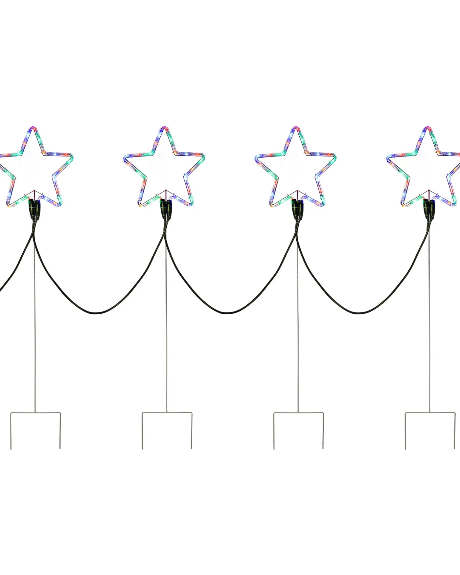 Set Of 4 Flashing Star Rope Light Silhouette, 120 Cm